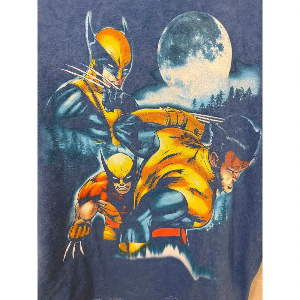Marvel Wolverine Graphic T-Shirt Blue Mad Engine X-Men Comic Book Tee Mens Large
